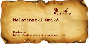 Malatinszki Anikó névjegykártya